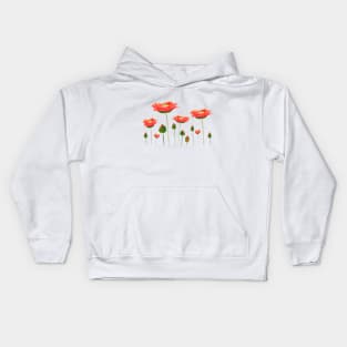 orange poppies watercolor Kids Hoodie